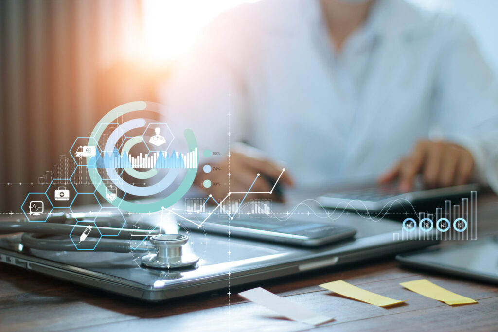 Hands of doctor doing finances