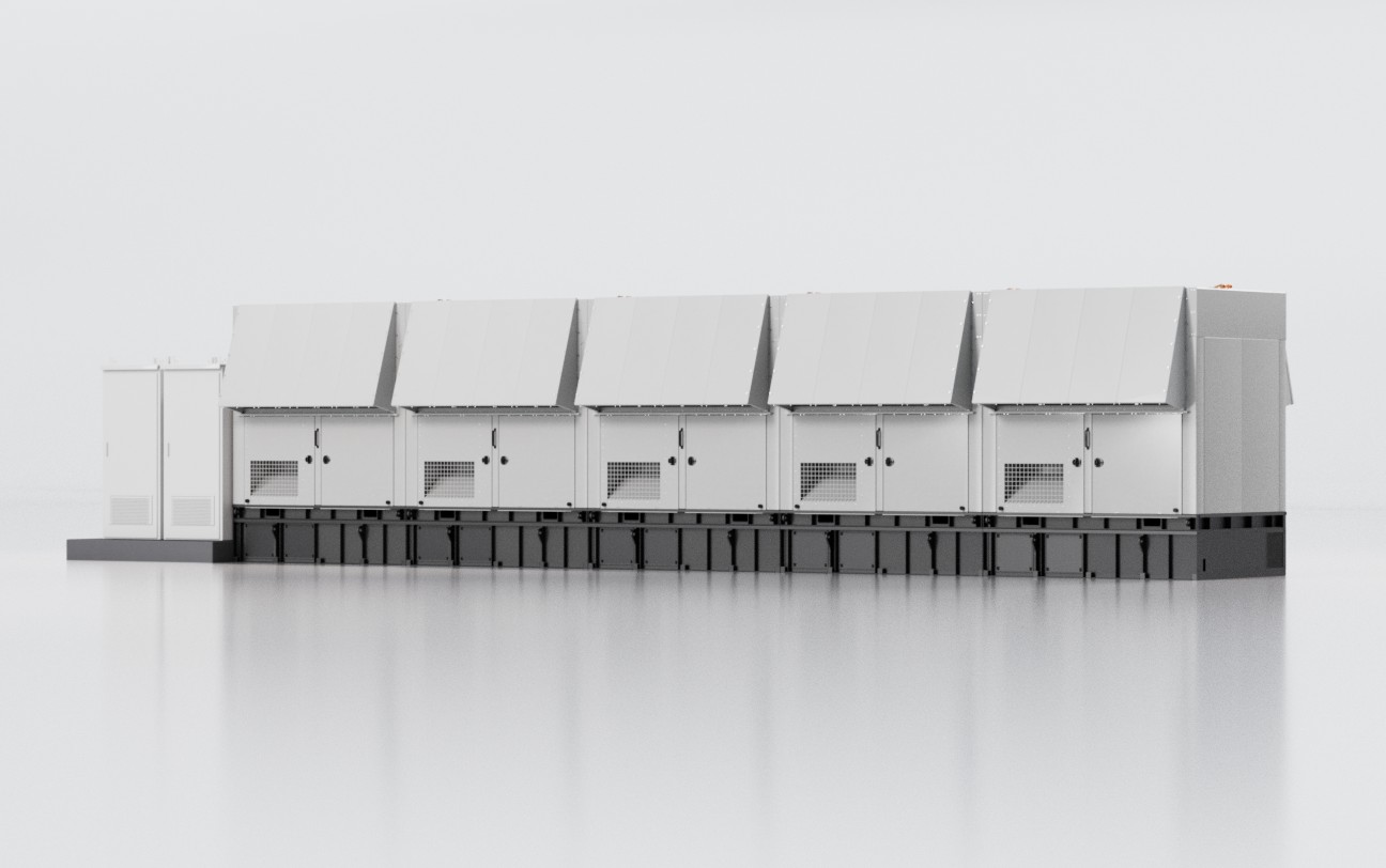 Rendering of five ERock RockBlock modular generator units